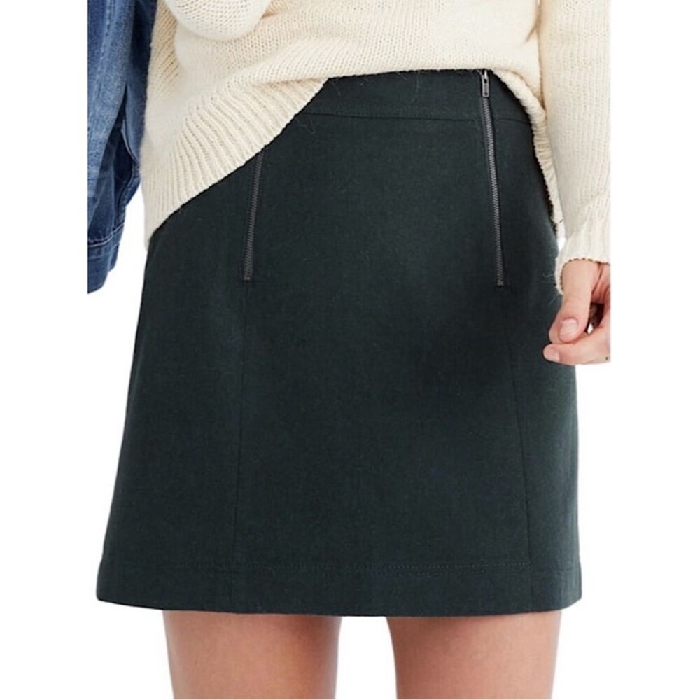 NWT Madewell Uptown Zip Wool Blend Mini Skirt | Green | Size 4